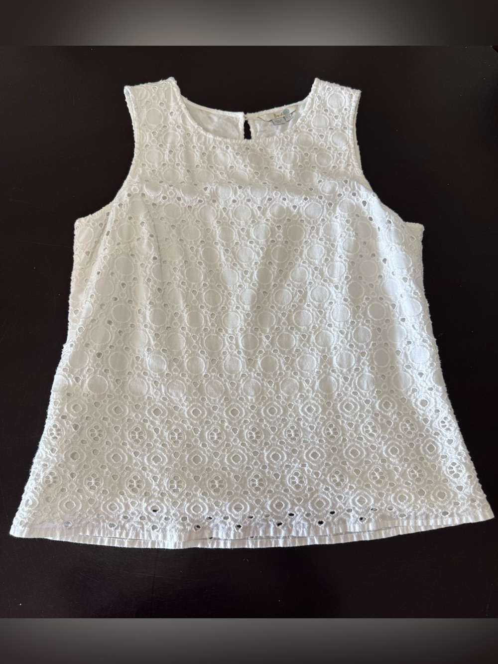 Boden White Eyelet Lace Sleeveless Top